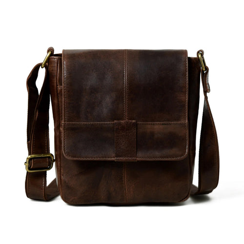 men's brown leather crossbody bag