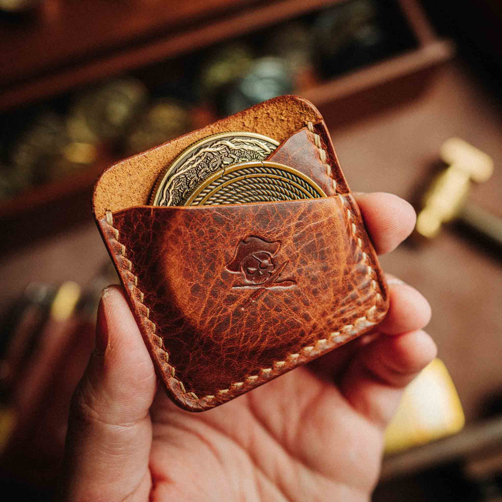 leather dual coin slip