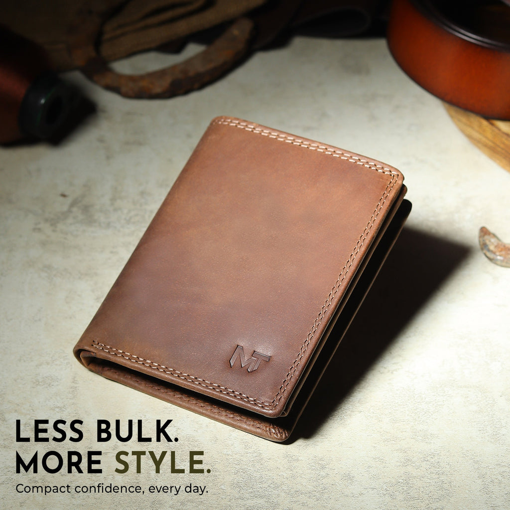 men's vertical buffalo leather wallet