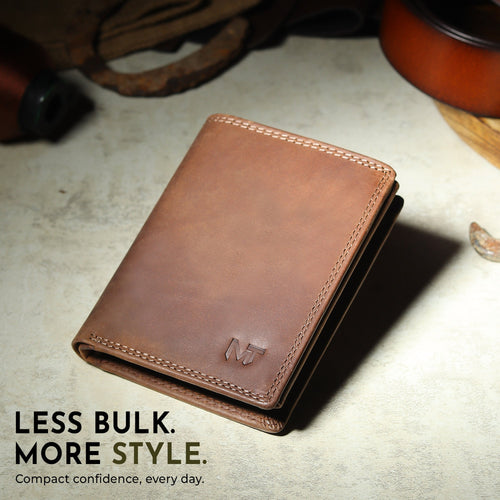 men's vertical buffalo leather wallet